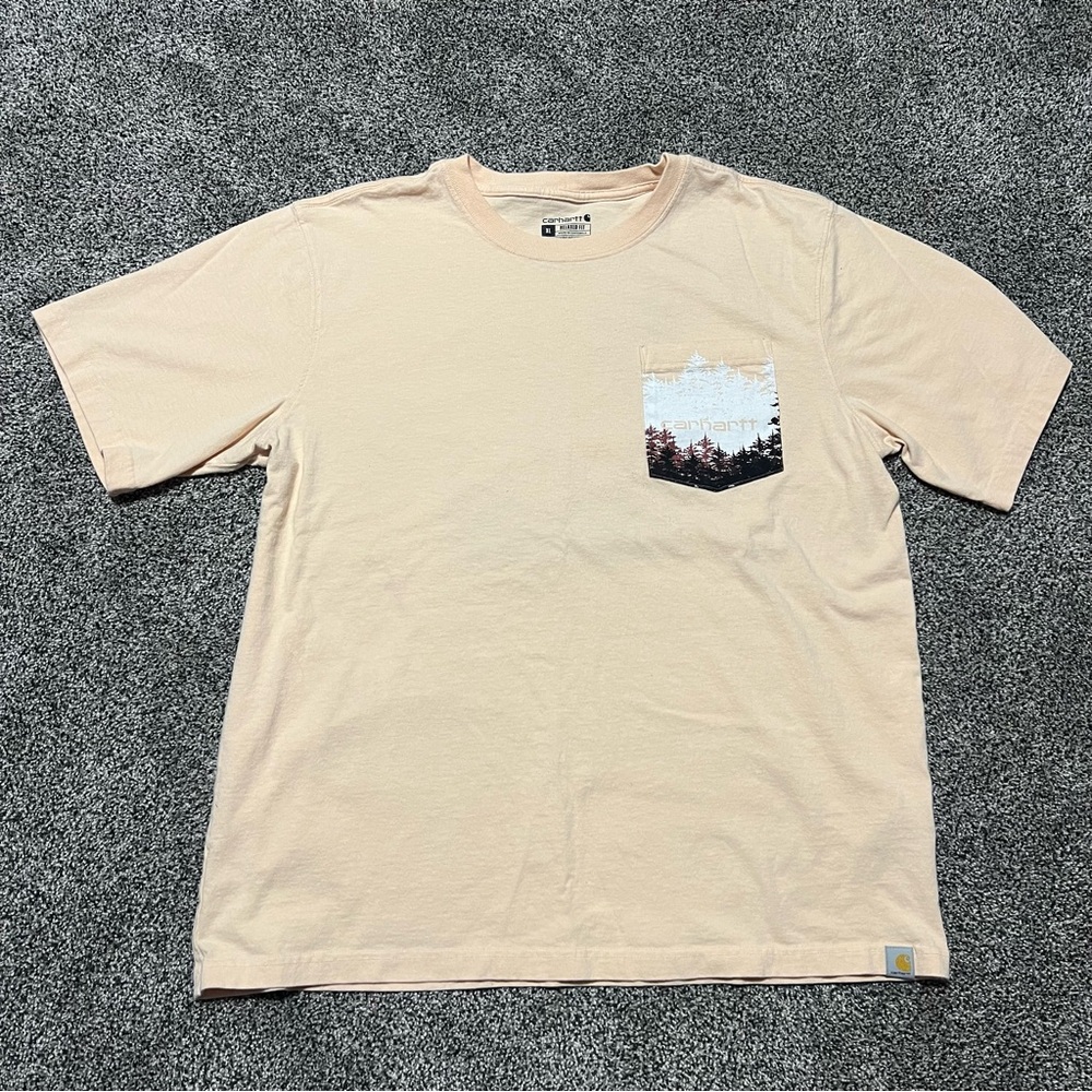 Carhartt Pocket Tee Men’s XL Light Peach Color Graphic Tee